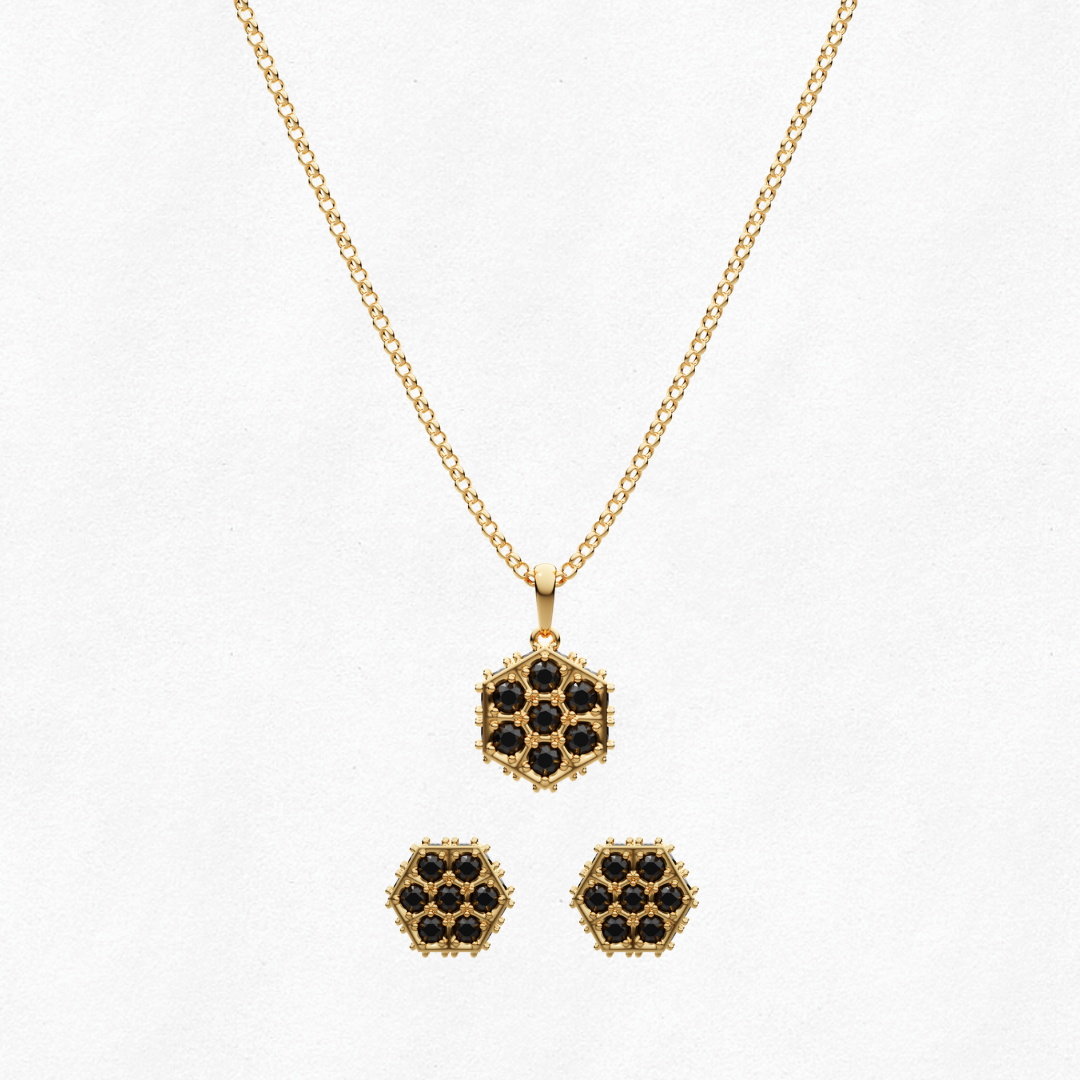 Honeycomb Set - 18K Gold Plated | Earring & Necklace