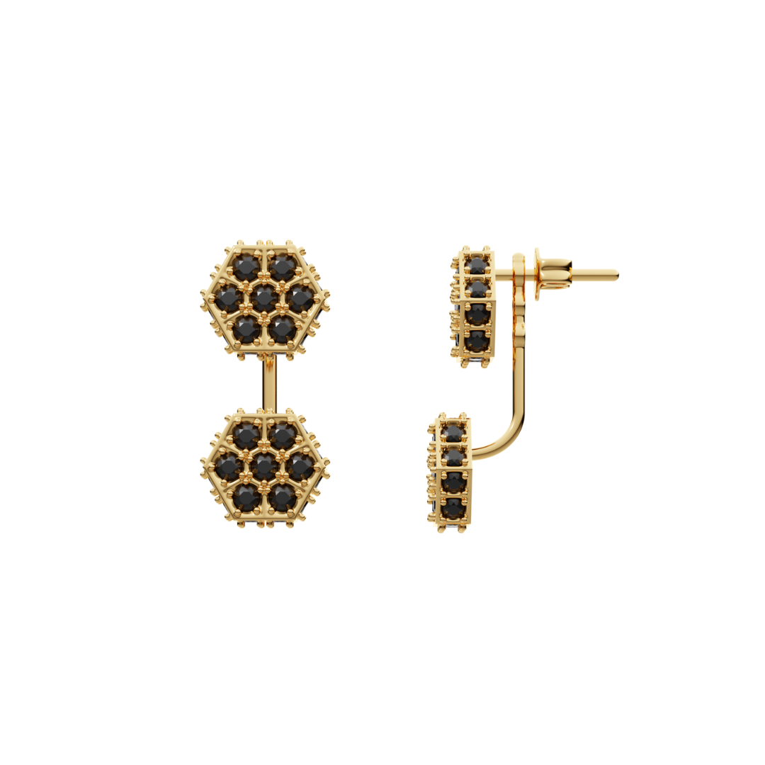 Honeycomb Ear Jacket - 18K Gold Plated | 3-IN-1 Jewelry