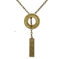 3-in-1 Ndebele gold-plated necklace with circular medallion and rectangular charm