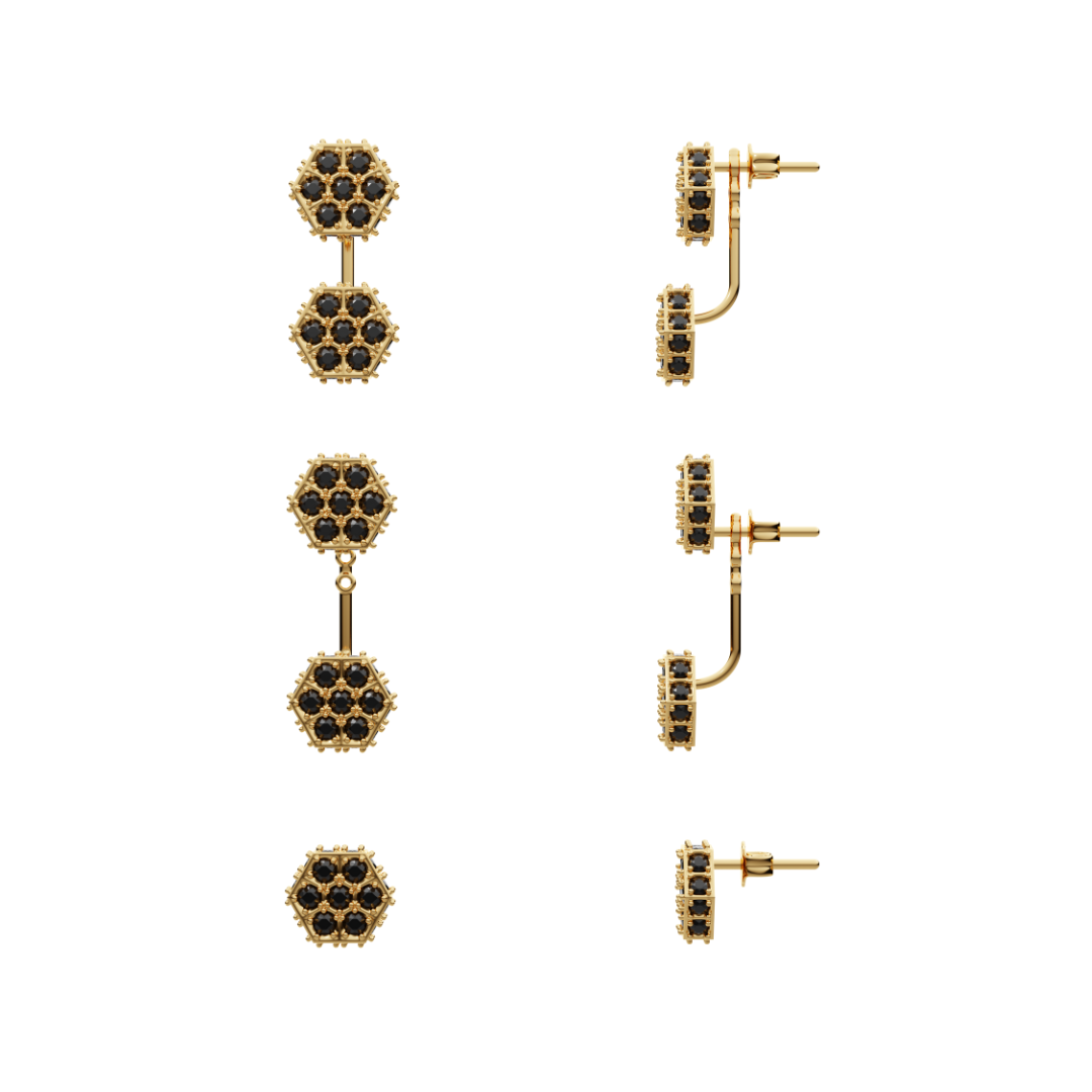 Honeycomb Ear Jacket - 18K Gold Plated | 3-IN-1 Jewelry