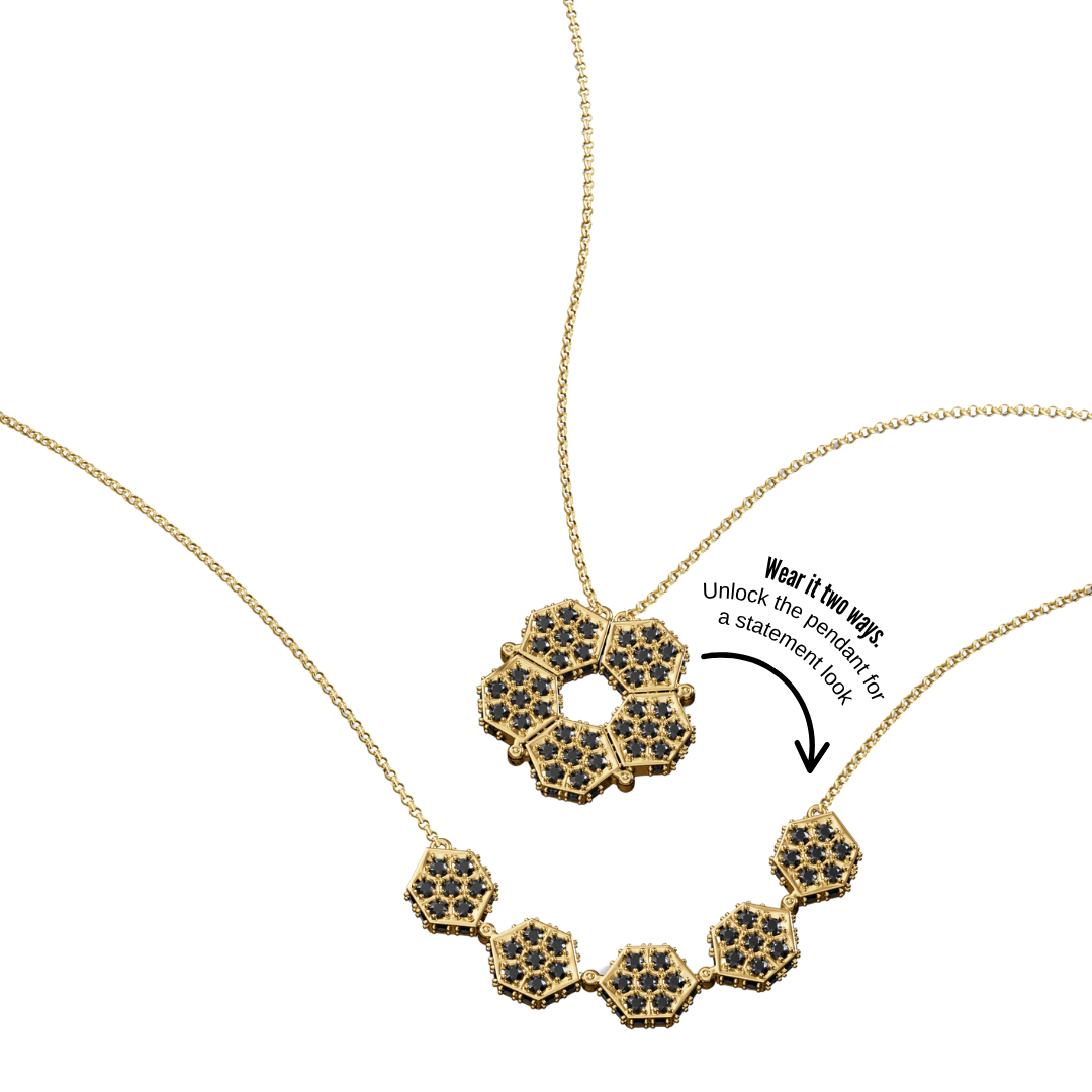 Honeycomb Necklace - 18K Gold Plated | 2-IN-1 Jewelry