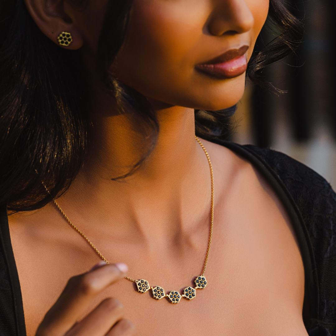Honeycomb Necklace - 18K Gold Plated | 2-IN-1 Jewelry