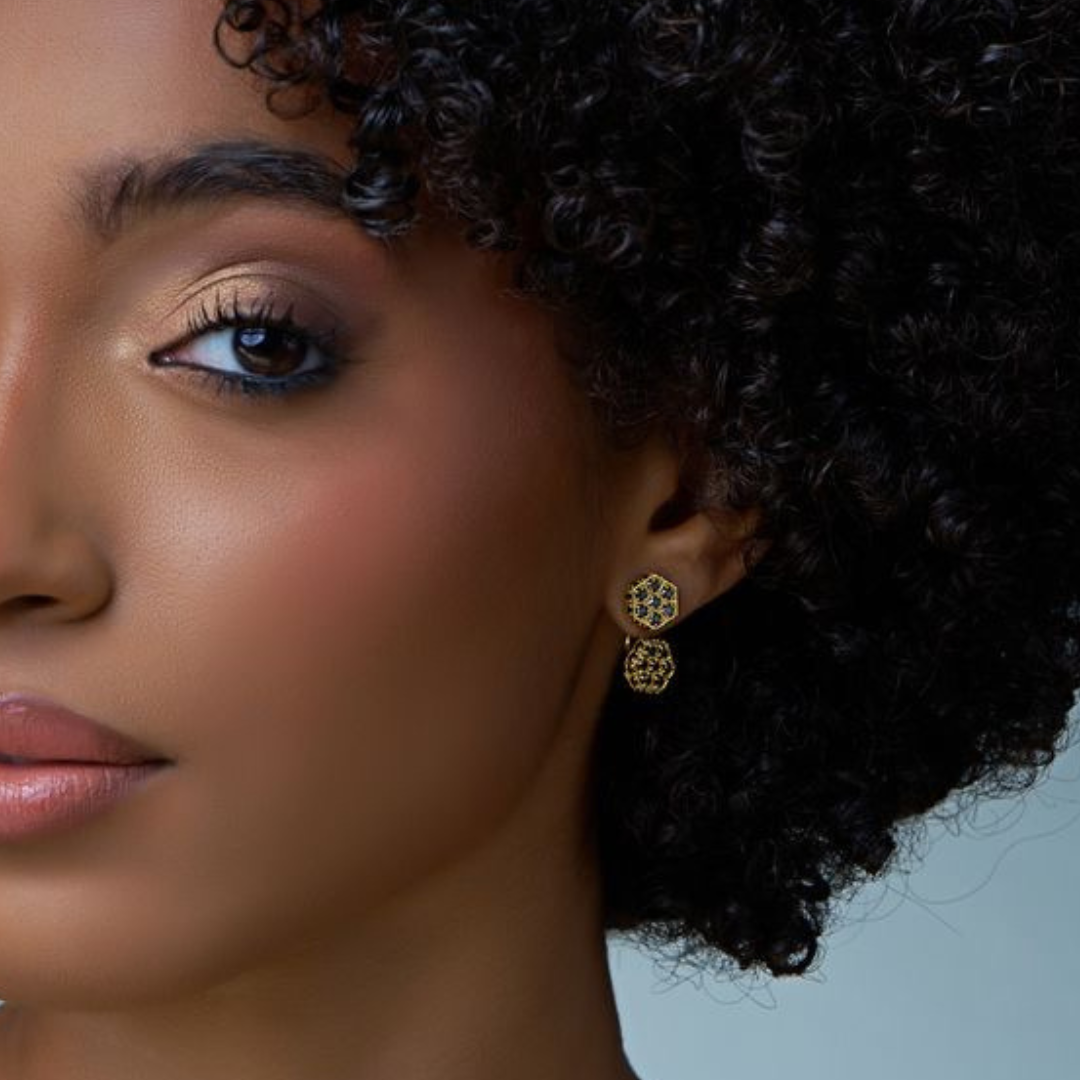 Honeycomb Ear Jacket - 18K Gold Plated | 3-IN-1 Jewelry