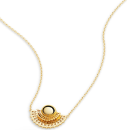 18K gold-plated necklace with fan-like pendant and round center stone