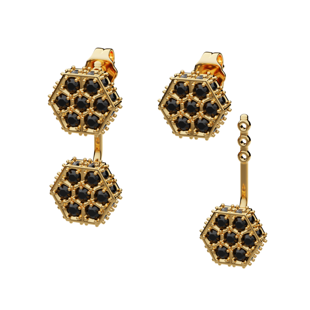 Honeycomb Ear Jacket - 18K Gold Plated | 3-IN-1 Jewelry