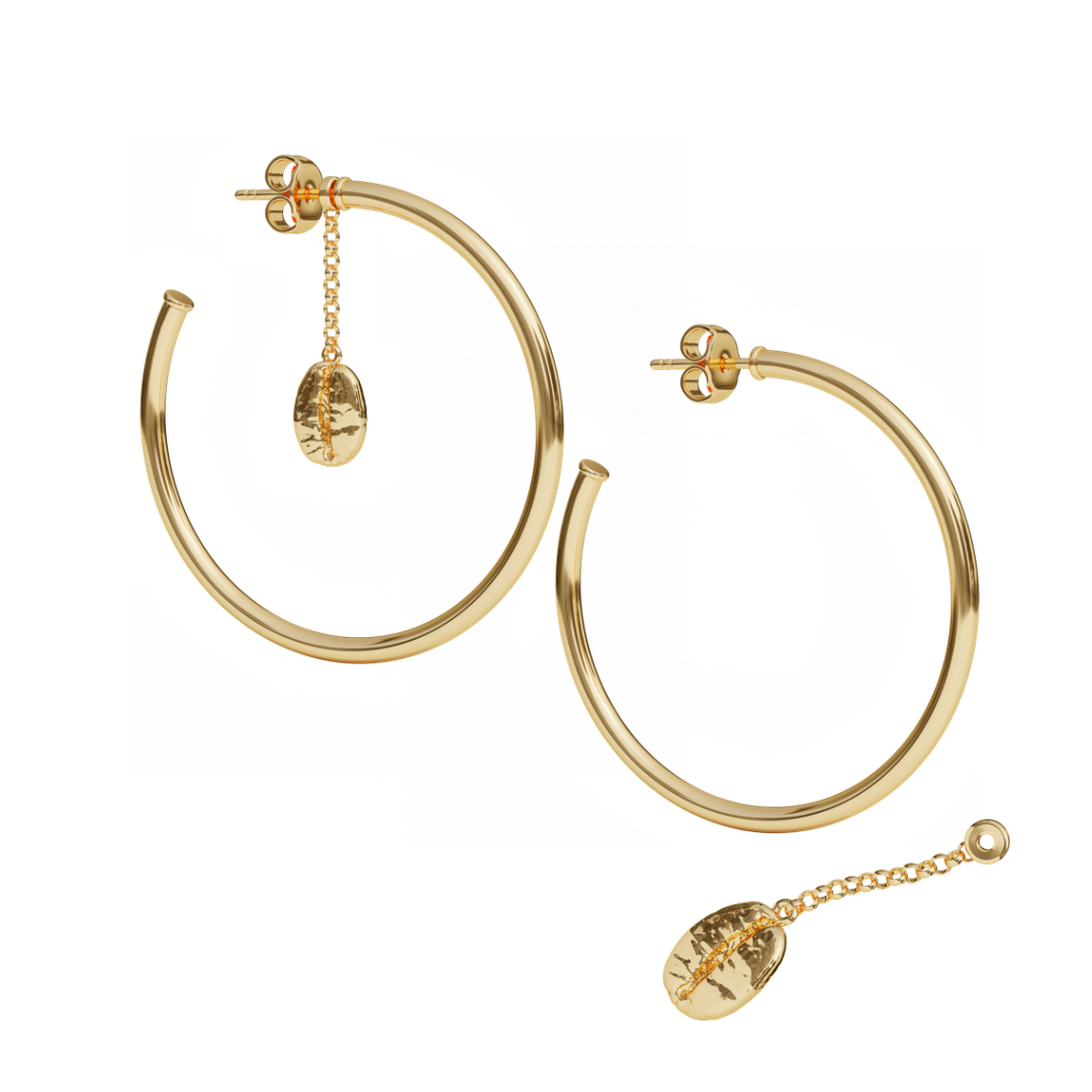 Buna Drop Hoop Earring - 18K Gold Plated | 2-IN-1 Jewelry