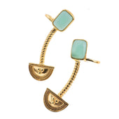 Yenaé Jewelry Collection 14 carat gold plated semi-precious Teslom chrysoprase crawler displayed